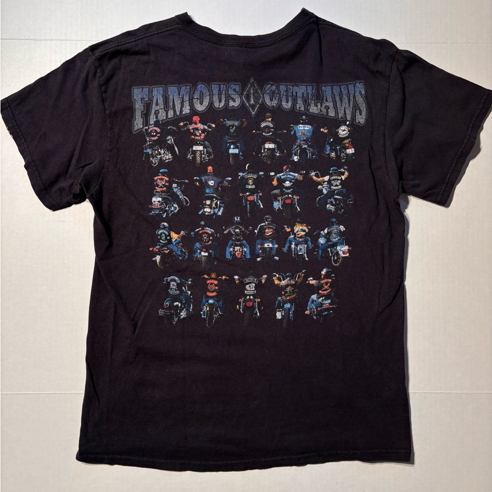 Vtg Famous Outlaws 1% Harley Motorcycle Biker Gang Y2K Grunge T-shirt Large